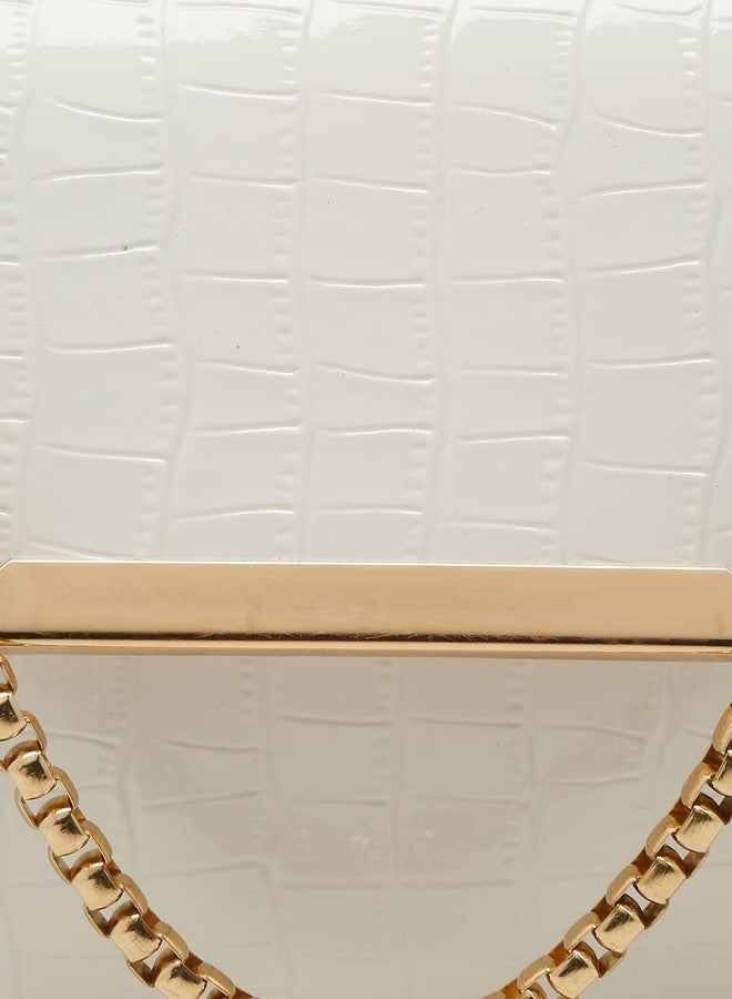 فارجو حقائب كتف جانبية من الجلد الصناعي من فارغو للنساء (جلد التمساح) (أبيض_FGO-344) - Image 4